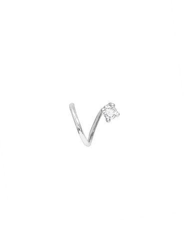 Ear Cuff Charlotte Orbit mini de Oro blanco 18kt y Diamante natural, oreja derecha