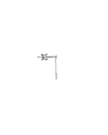 Pendiente Ear Cuff Charlotte Orbit-Mini de Oro blanco 18kt y diamante natural, oreja derecha