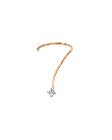 Charlotte Orbit Diamond de oro rosa 18kt con diamante, oreja izquierda